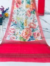 MG 379 Gold Jari Border With Weaving Linen Printed Sarees Wholesale Online